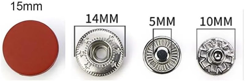 5 Set Metal Snaps Solid Sewing Buttons For DIY Craft Clothing Bag Leather Canvas Pifen Color - Image 3